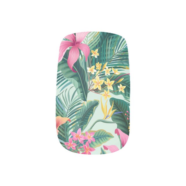 Tropical Hibiscus: Floral Seamless Pattern Minx Nail Art (Left Thumb)