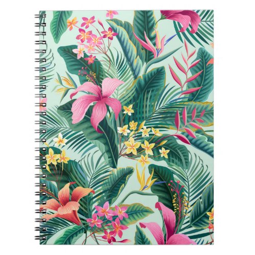 Tropical Hibiscus Floral Seamless Pattern Notebook