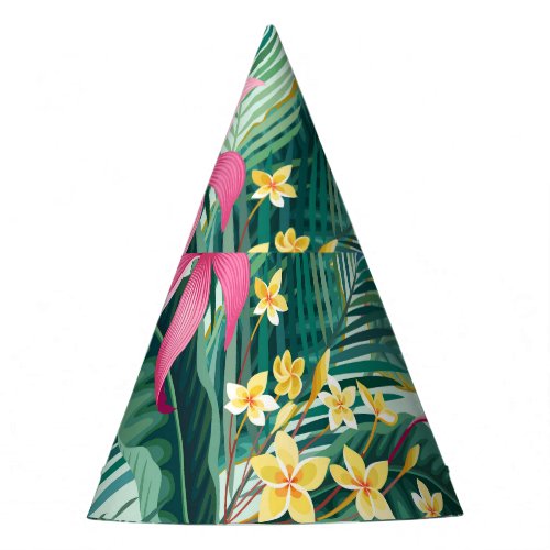 Tropical Hibiscus Floral Seamless Pattern Party Hat