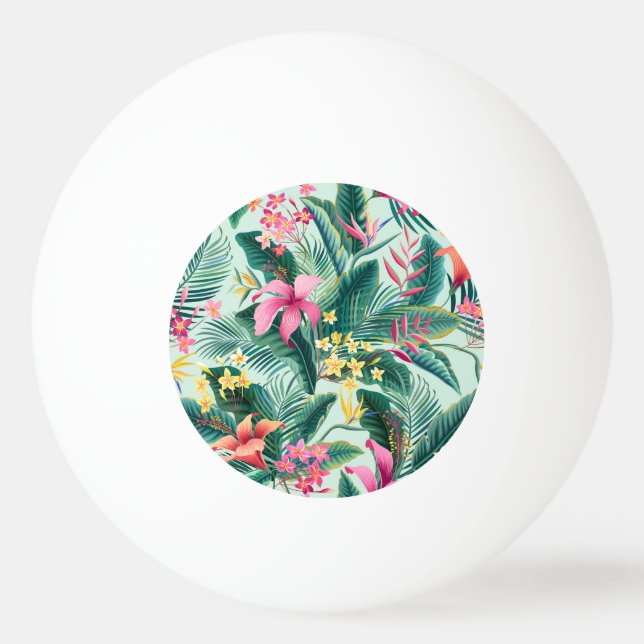 Tropical Hibiscus: Floral Seamless Pattern Ping Pong Ball (Front)