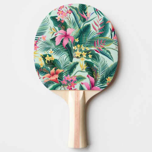 Tropical Hibiscus Floral Seamless Pattern Ping Pong Paddle