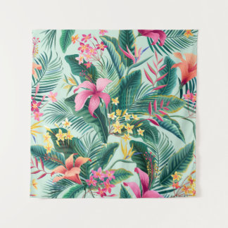 Tropical Hibiscus: Floral Seamless Pattern Tapestry