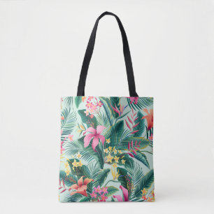 Tropical Hibiscus: Floral Seamless Pattern Tote Bag