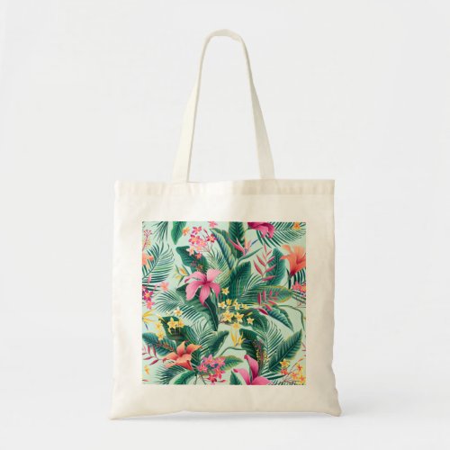 Tropical Hibiscus Floral Seamless Pattern Tote Bag