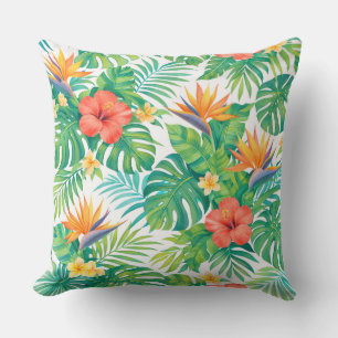 Tropical Hibiscus Floral Throw Pillow