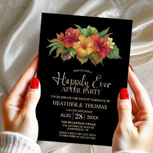 Tropical Hibiscus Floral Wedding After Party Invitation