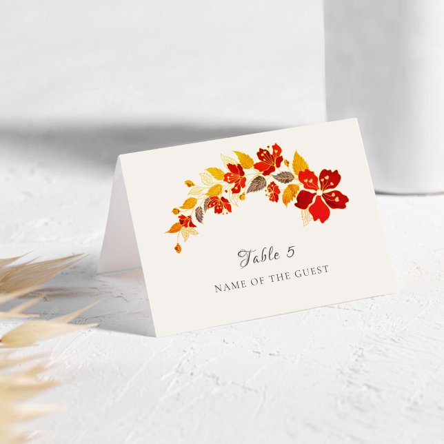 Tropical Hibiscus Florals Wedding Place Card (Creator Uploaded)