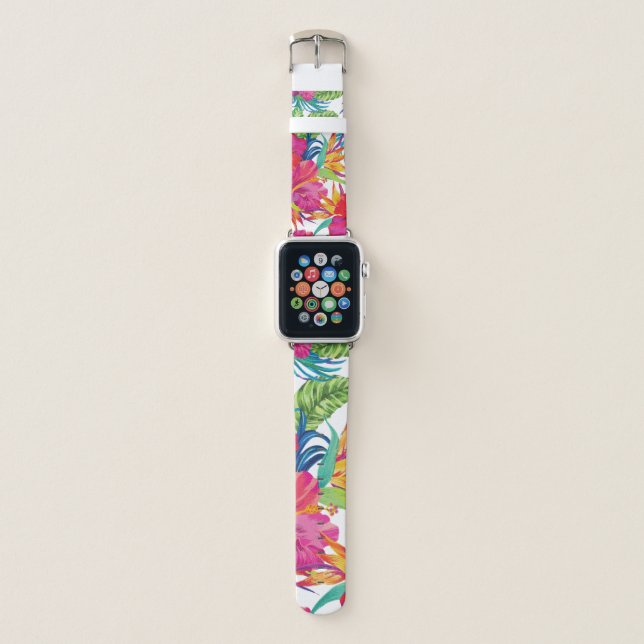 Tropical Hibiscus Flower Apple Watch Band (Front)