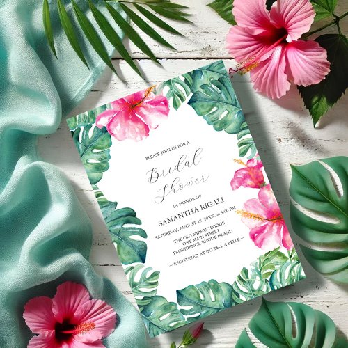 Tropical Hibiscus Flower Bridal Shower Invitation