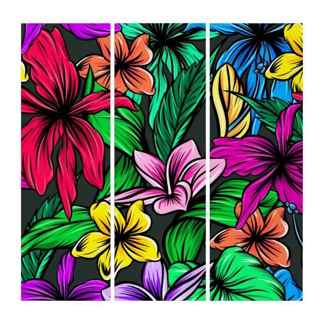 Tropical Hibiscus Flower Bright Color Wall Art (Front)