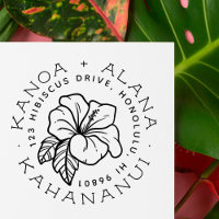 Tropical Hibiscus Flower Couple Return Address
