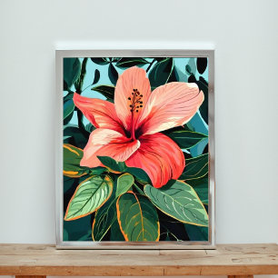 Tropical Hibiscus Flower Digital Art Photo Print