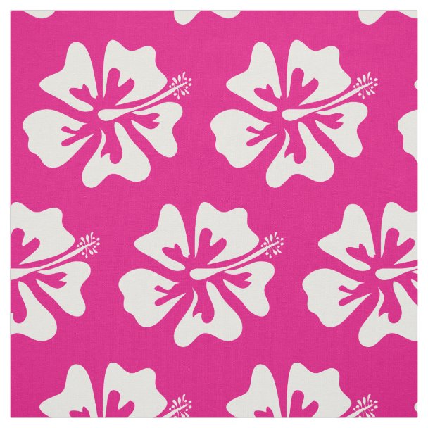 Blue & White Hibiscus Hawaiian Fabric – Polycotton Blend