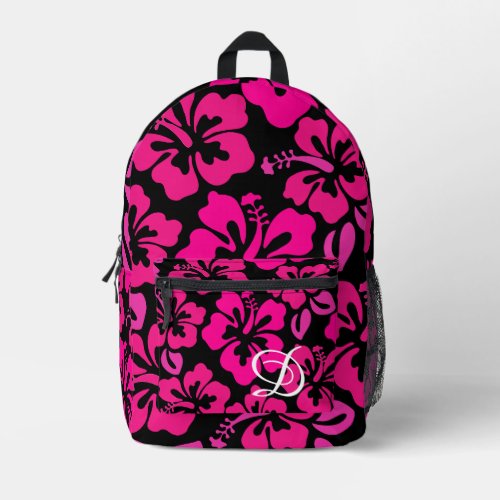 tropical hibiscus flower hawaii pink floral printed backpack