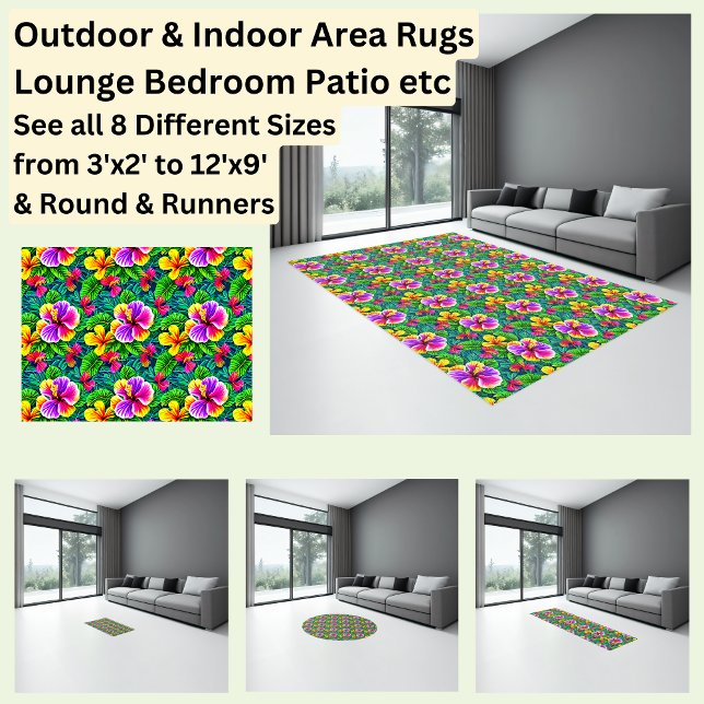 Tropical Hibiscus Flower Jungle Leaf Area  Rug (Creator Uploaded)
