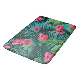 Tropical Hibiscus Flower Jungle Pattern #1a #art  Bath Mat