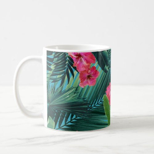 Tropical Hibiscus Flower Jungle Pattern 1a art Coffee Mug