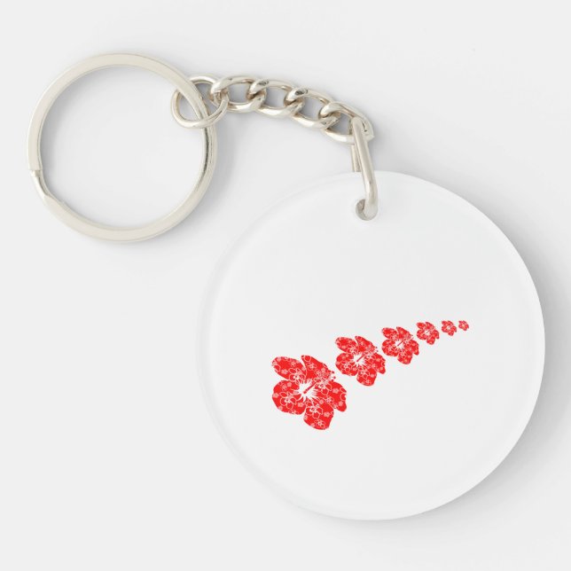 Tropical Hibiscus Flower Keychain (Front)