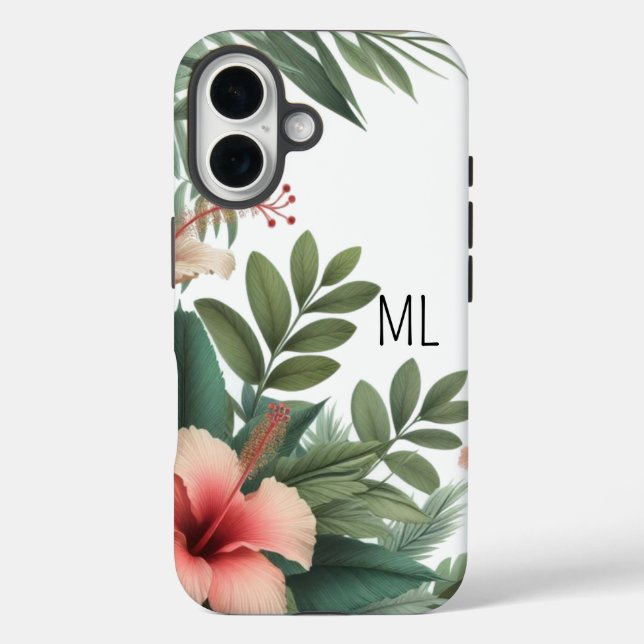 Tropical Hibiscus Flower Monogram Island Design Case-Mate iPhone Case (Back)
