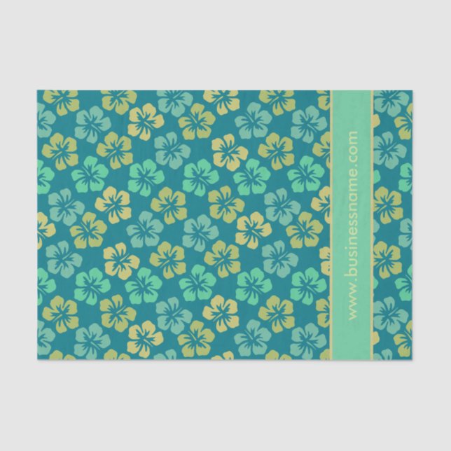 Tropical Hibiscus Flower Pattern Custom Text Tissue Paper (Front)