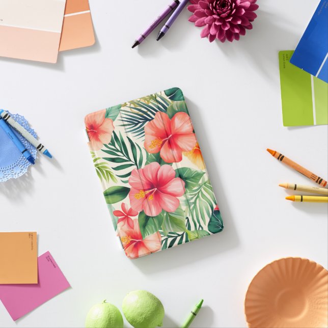Tropical hibiscus Flower Pattern iPad Mini Cover (In Situ)