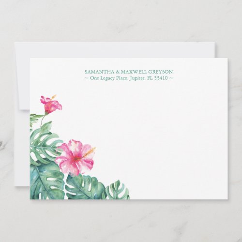 Tropical Hibiscus Flower Personalized Stationery Note Card