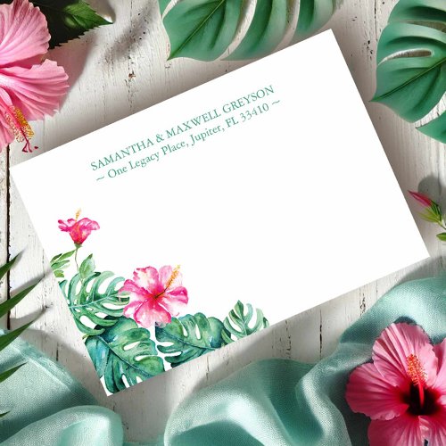 Tropical Hibiscus Flower Personalized Stationery Note Card