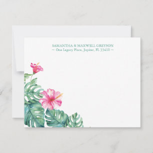 Tropical Hibiscus Flower Personalized Stationery Note Card