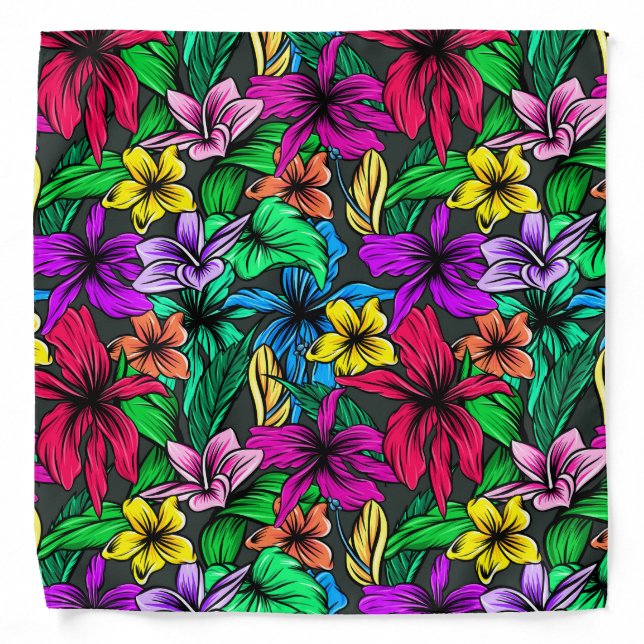 Tropical Hibiscus Flower Plant Purple Red Elegant Bandana (Front)