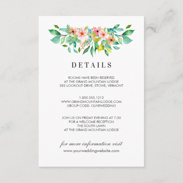 Tropical Hibiscus | Flower Wedding Details Enclosure Card (Front)