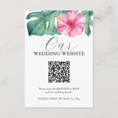 Tropical Hibiscus Flower Wedding Enclosure Cards