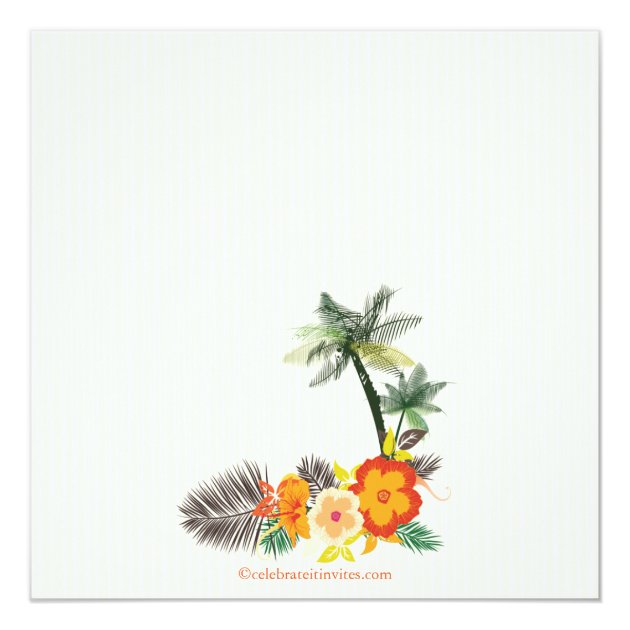 Tropical Hibiscus Flowers Bridal Shower Invitation