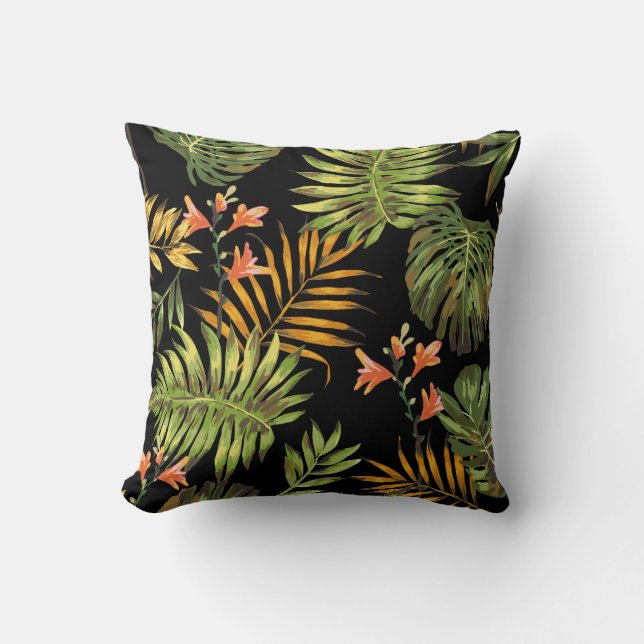 Tropical Hibiscus Flowers Decorative Throw Pillow (Front)