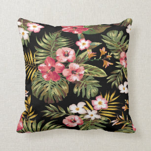 Tropical Hibiscus Flowers Decorative Throw Pillow
