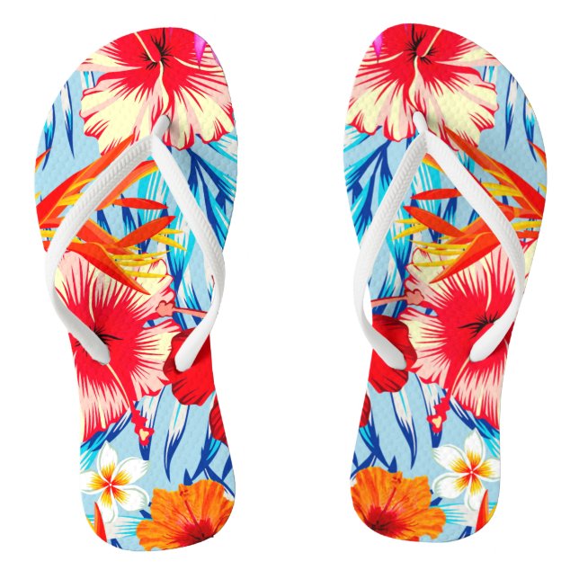 Tropical hibiscus flowers flip flops (Footbed)