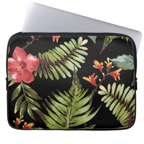 Tropical Hibiscus Flowers Floral Laptop Sleeve
