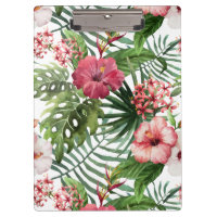 Tropical hibiscus flowers foliage pattern clipboard
