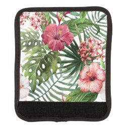 Tropical hibiscus flowers foliage pattern luggage handle wrap