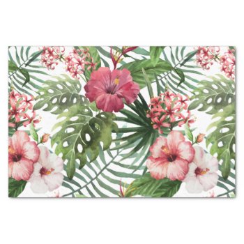 Tropical Hibiscus Flowers Foliage Pattern Tissue Paper by AllAboutPattern at Zazzle