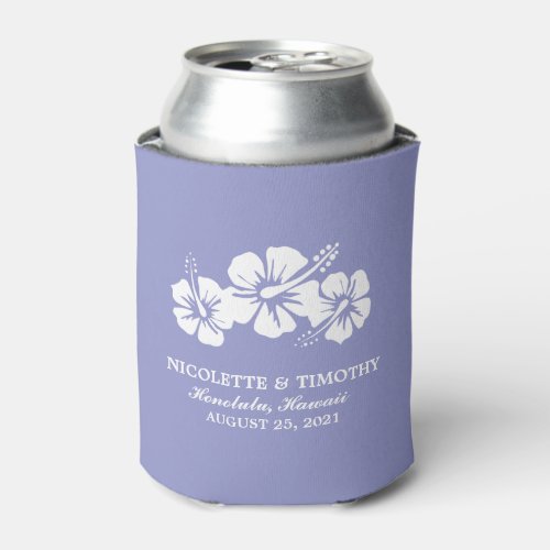 Tropical Hibiscus Flowers  Lilac Purple Wedding Can Cooler