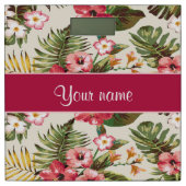 Tropical Hibiscus Flowers Pattern Bathroom Scale (Front)