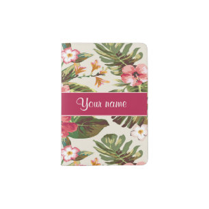 Tropical Hibiscus Flowers Pattern Passport Holder