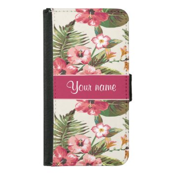 Tropical Hibiscus Flowers Pattern Wallet Phone Case For Samsung Galaxy S5 by glamgoodies at Zazzle