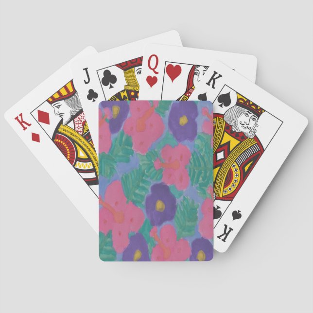 Tropical Hibiscus Flowers Poker Cards (Back)