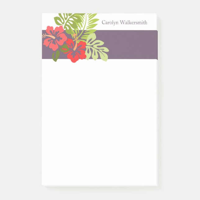 Tropical Hibiscus Flowers Summer Beach Botanical Post-it Notes (Front)