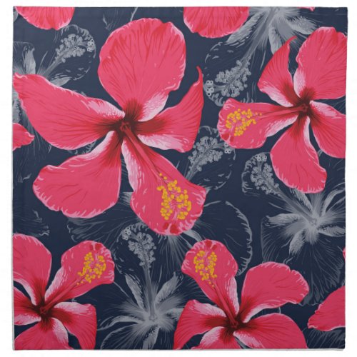 Tropical Hibiscus Flowers Summer Design Cloth Napkin