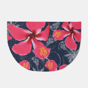 Tropical Hibiscus Flowers Summer Design Doormat