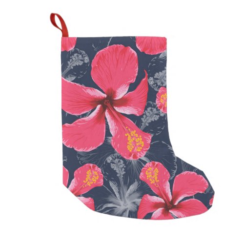 Tropical Hibiscus Flowers Summer Design Small Christmas Stocking