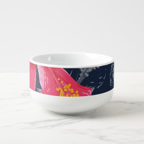 Tropical Hibiscus Flowers Summer Design Soup Mug