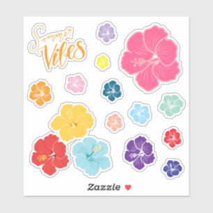 Tropical Hibiscus Flowers & Summer Vibes Pack of Sticker